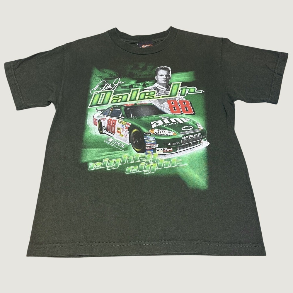 NASCAR Dale Earnhardt Jr T-Shirt Kids‎ Large Racing 88 Amp Energy Forest Green